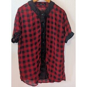 Mellau Women's Shirt Size XS Shirt Sleeve  Buttons Plaid Sheer Long (637m)